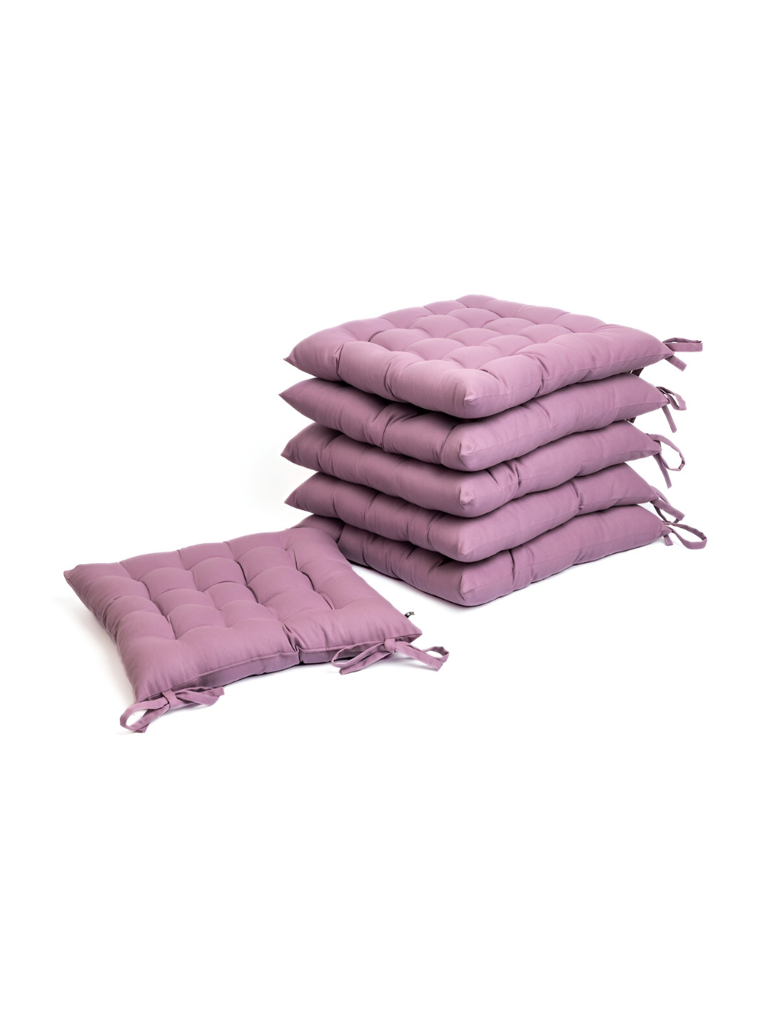 SKANDA FAB 6 Pieces Purple Pure Cotton Chair Pads