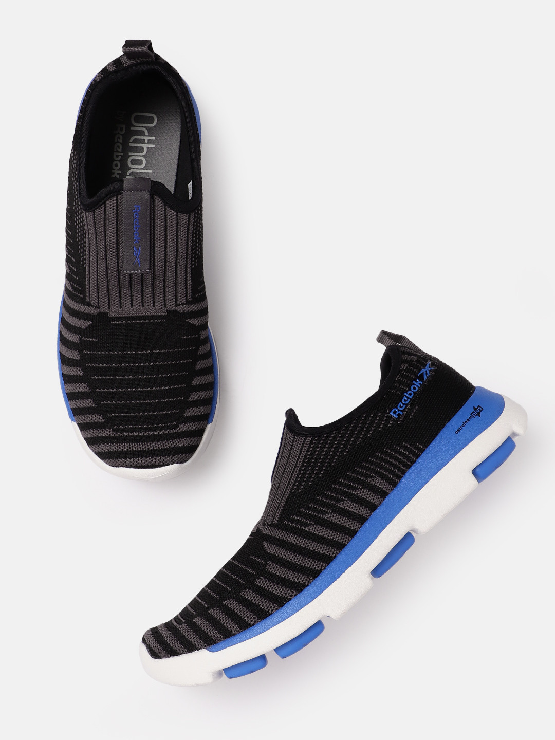 Reebok Men Woven Design & Striped Walk Comfortize Shoes