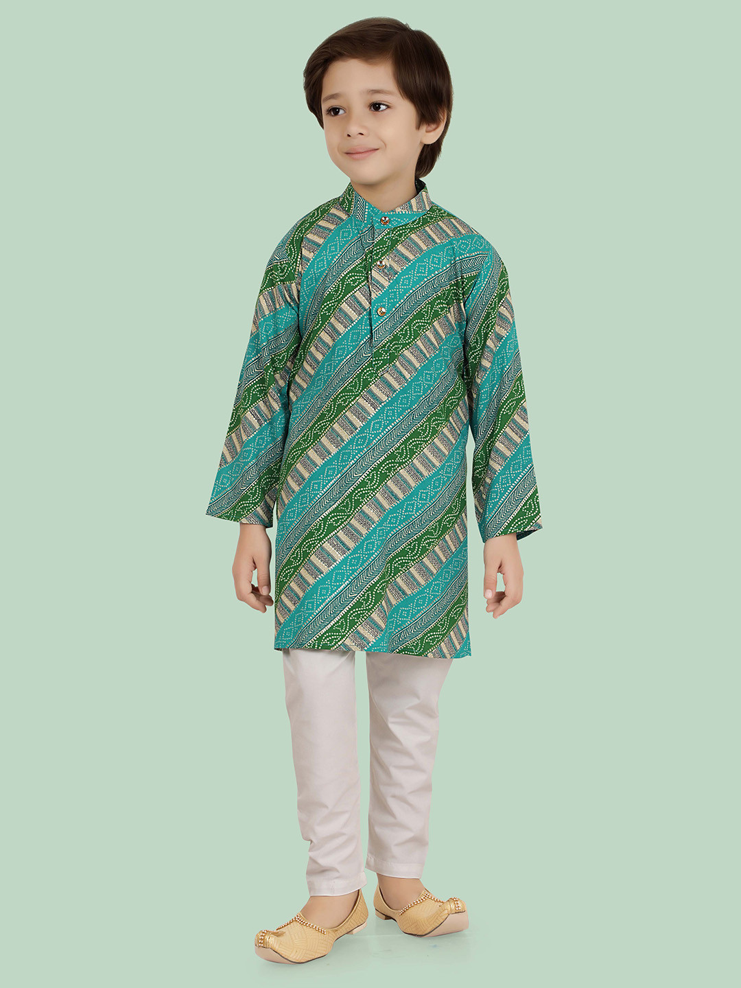 Ethniks Boys Neu-Ron Cotton Bandhani Kurta-Pyjama Set