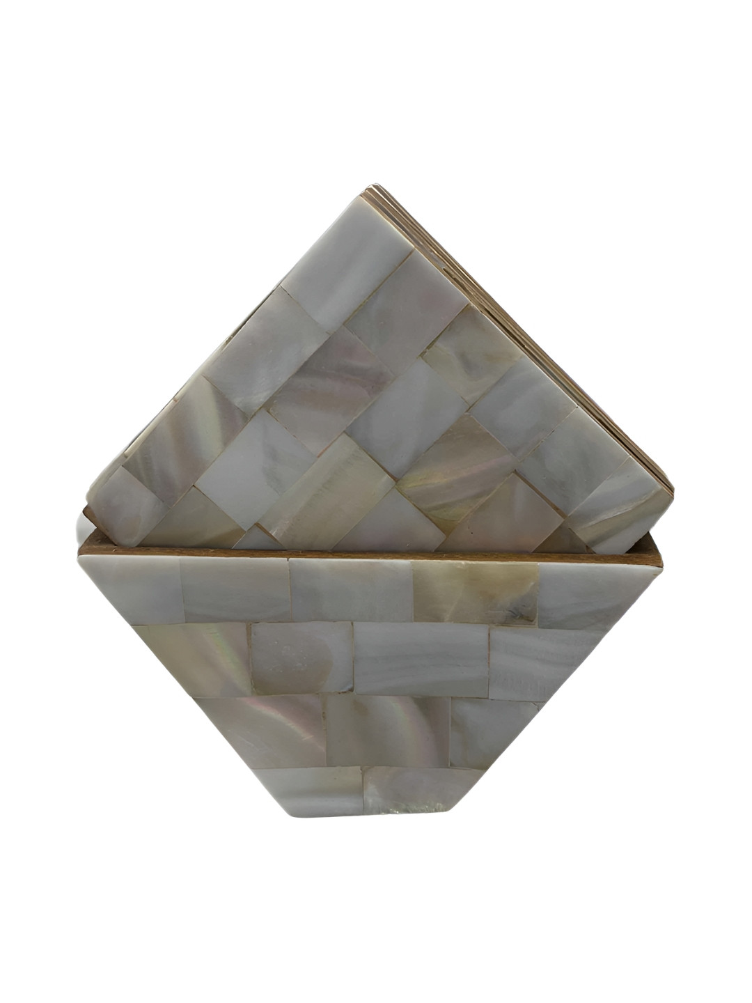 INDIA MEETS INDIA 6 Pieces Cream & Brown Geometric-Patterned Coasters With Stand