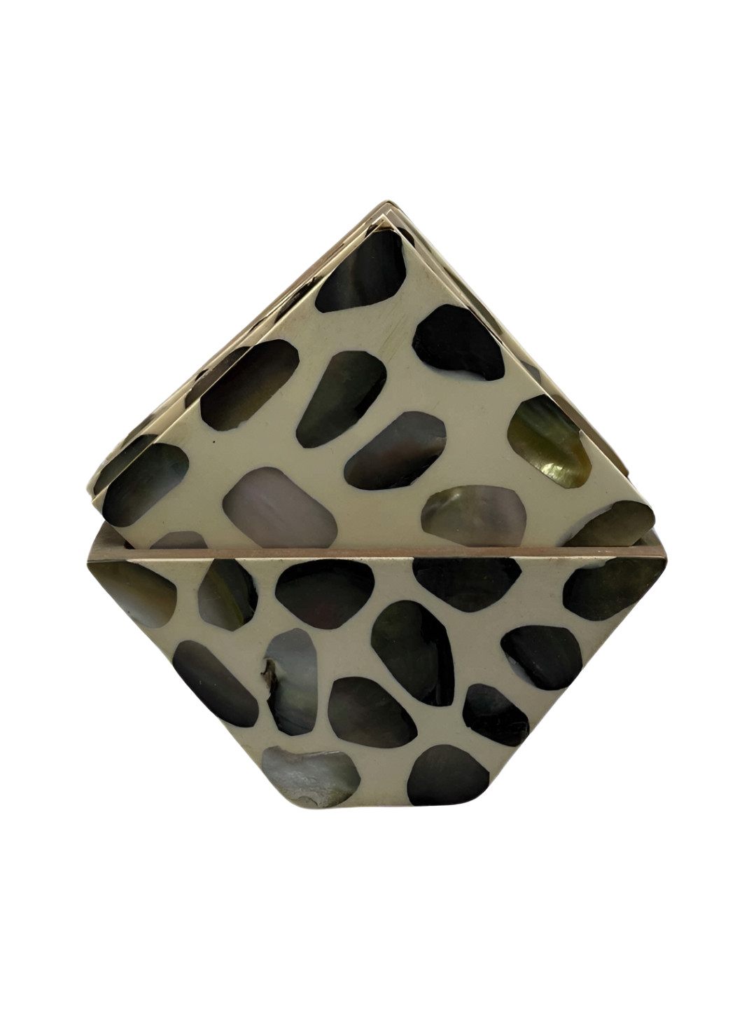 INDIA MEETS INDIA 6 Pieces Cream & Black Patterned Square-Shaped Coasters With Stand