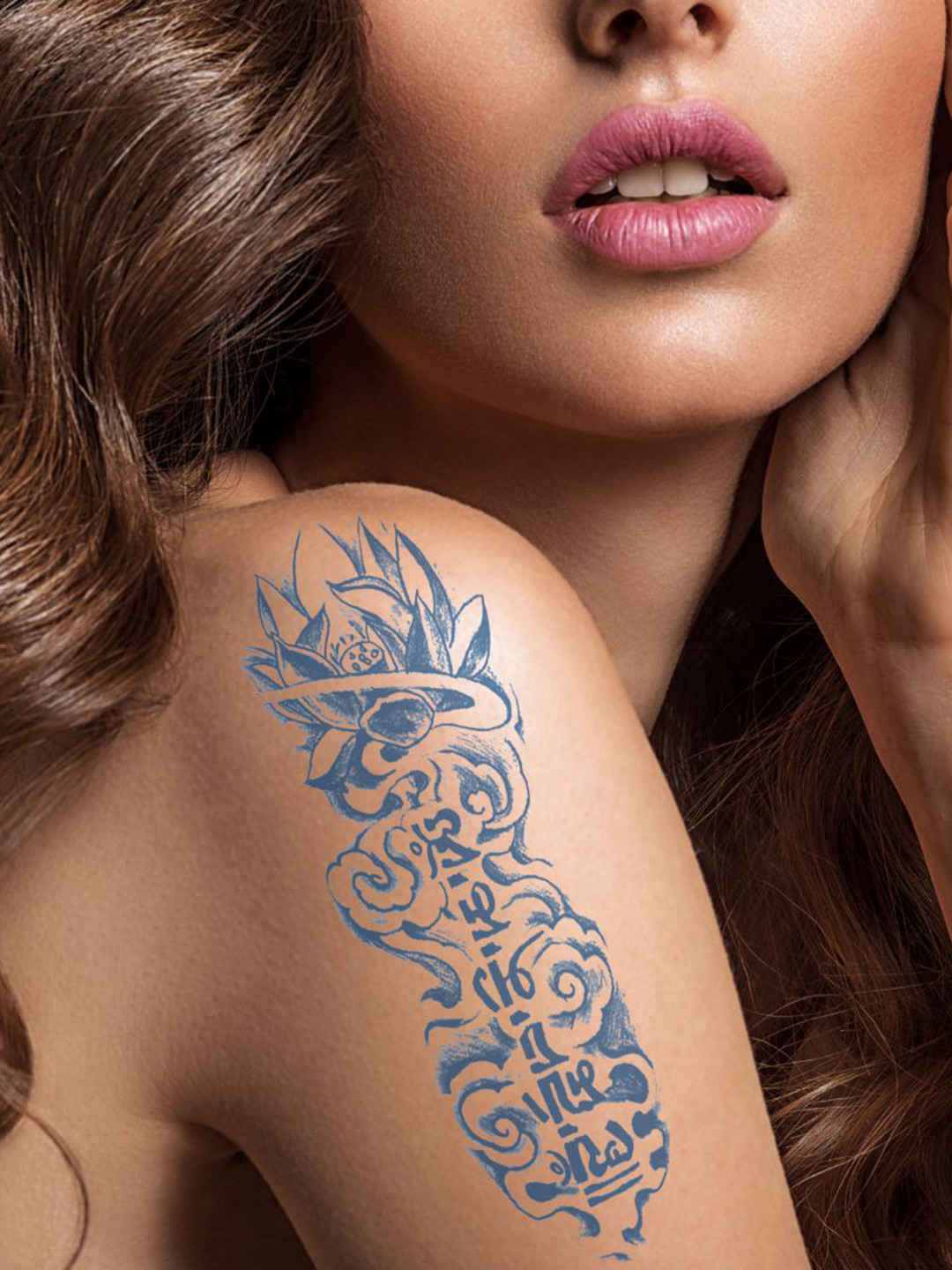 LICK Matte Finish Realistic Semi Temporary Body Tattoo - Blue