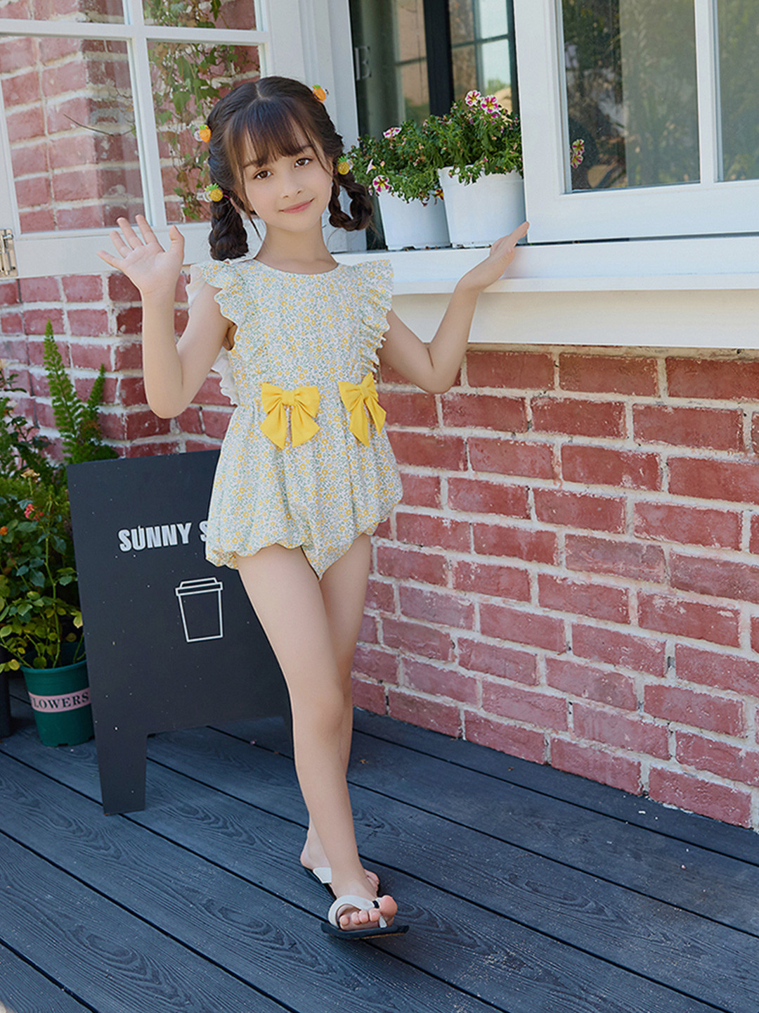 Little Surprise Box LLP Kids Printed Swim Bodysuit With Cap and Bag