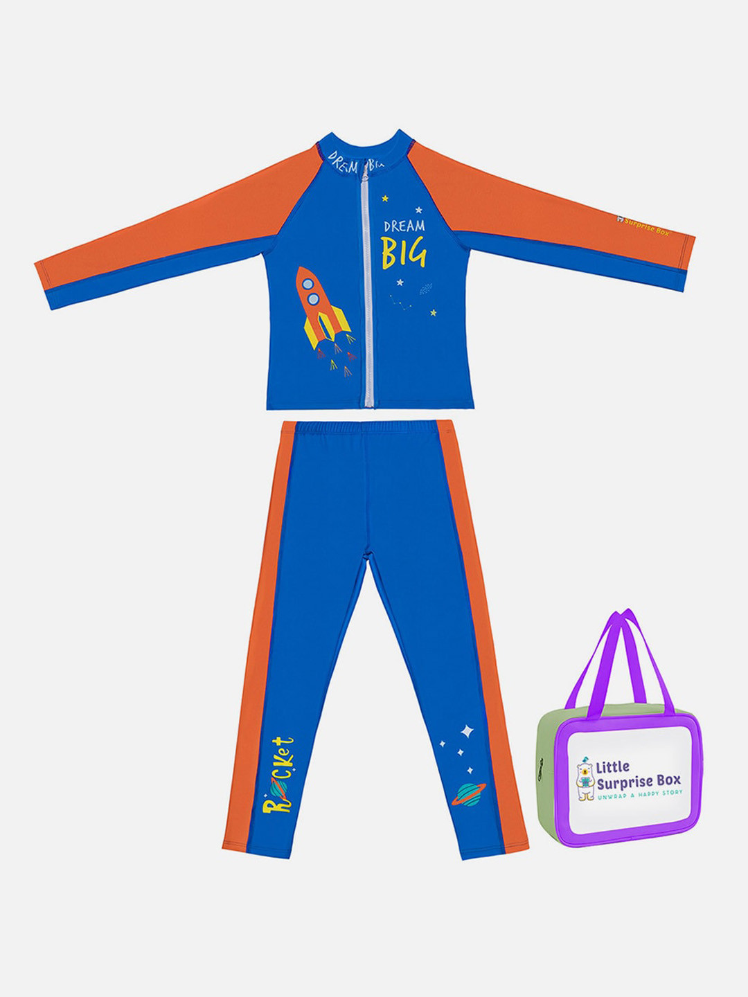 Little Surprise Box LLP Kids Colourblocked UPF 30+ Swim Set
