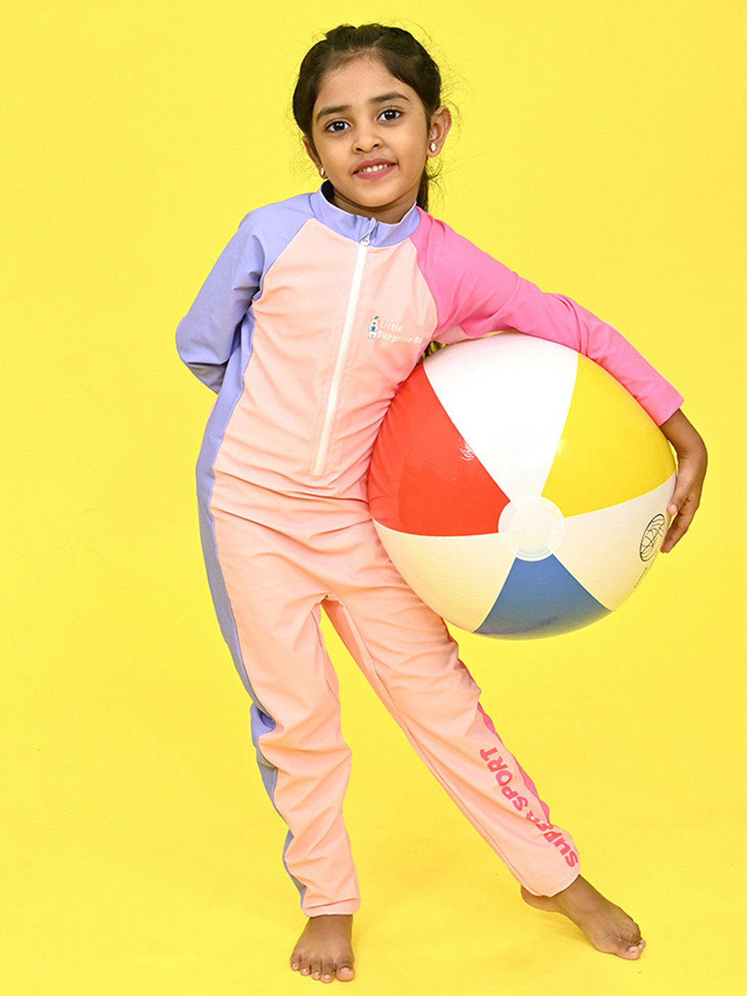 Little Surprise Box LLP  Kids Colourblocked UPF 30+ Swim Legsuit With Bag