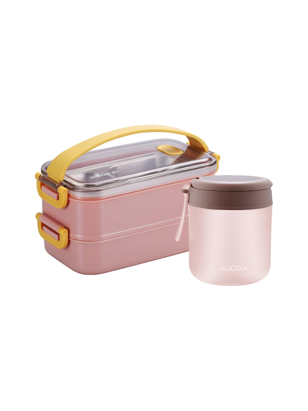 UniKart Pink 2 Pieces Stainless Steel Lunch Boxes