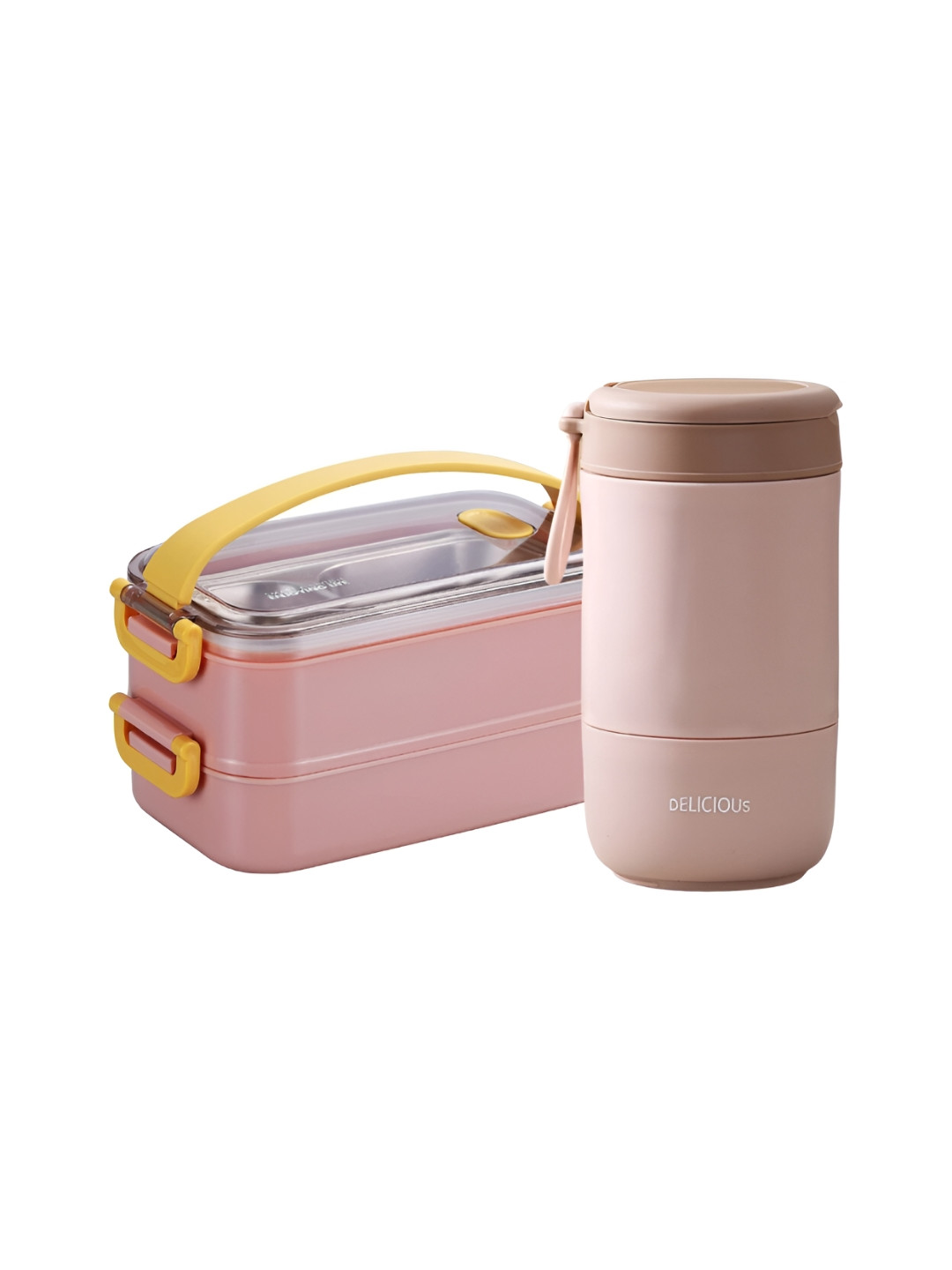 UniKart Pink 2 Pieces Stainless Steel Lunch Boxes