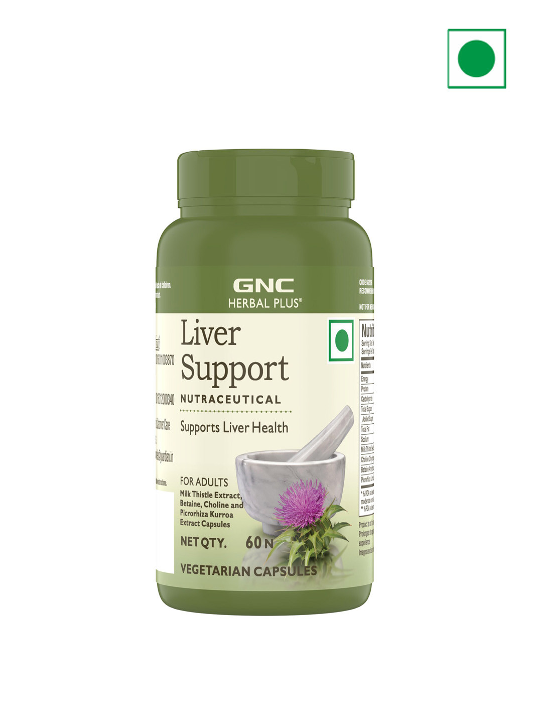 GNC Herbal Plus Liver Support Capsules With Milk Thistle & Picrorhiza - 60 Capsules