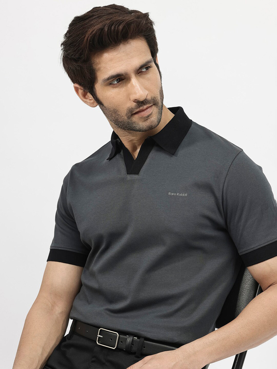 RARE RABBIT Men Carmelon Polo Collar Short Sleeves T-Shirt