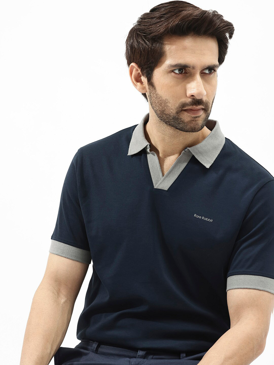 RARE RABBIT Men Carmelon Regular Fit Polo Collar T-Shirt