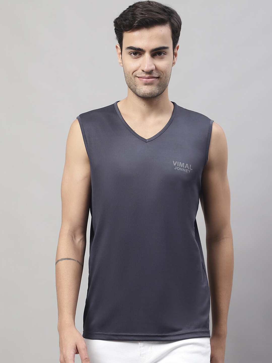MACK JONNEY JONNEY Gym Innerwear Vests DRYFIT_V_SL_D.GREY._01