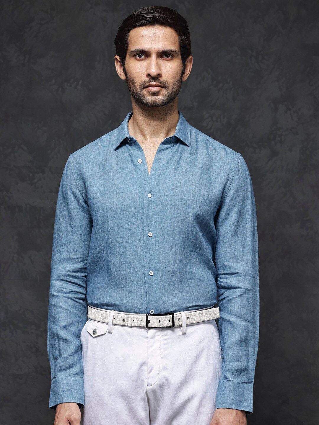 RARE RABBIT Men Borium-2 Regular Fit Spread Collar Opaque Shirt