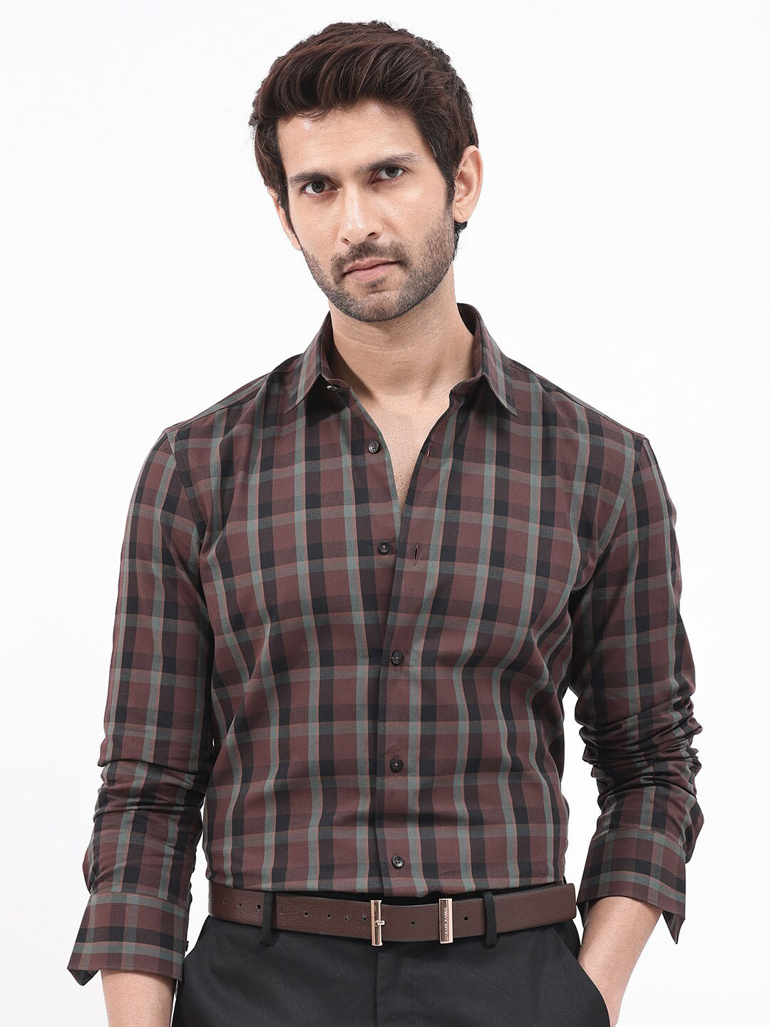 RARE RABBIT Men Shiloh Regular Fit Opaque Checked Shirt