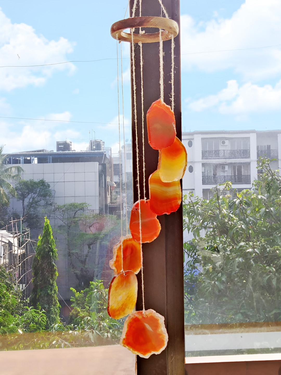 Shubhanjali Red Agate Slice Wind Chime