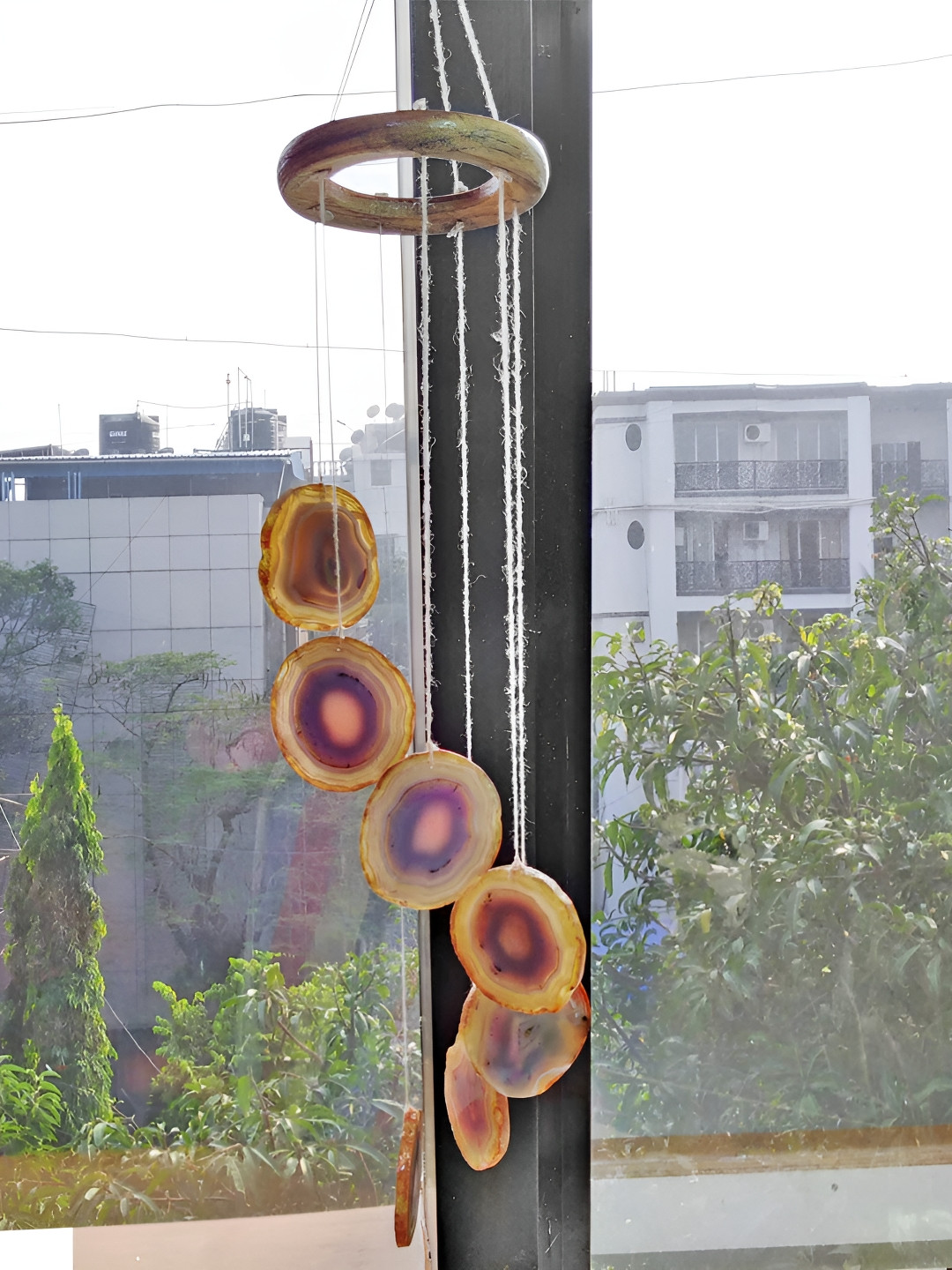 Shubhanjali Brown Agate Slice Wind Chime