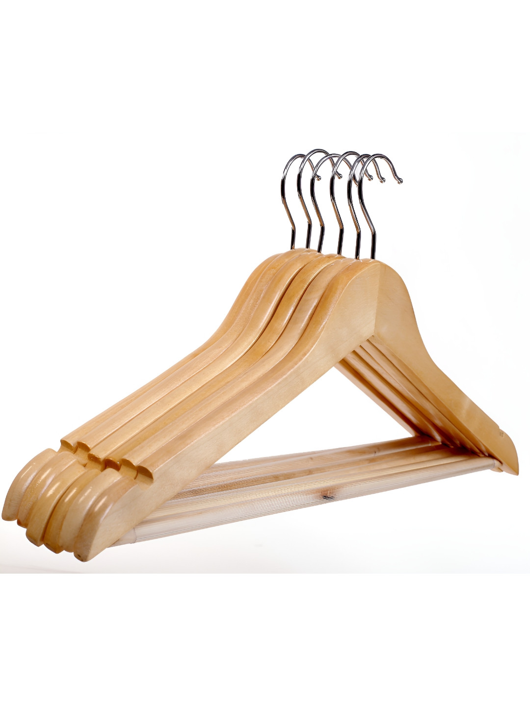 SINAL 6 Pieces Beige Wooden Hangers