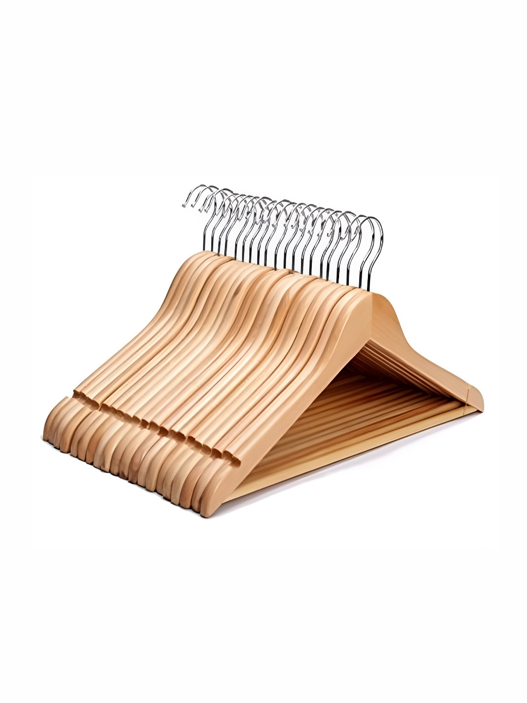 SINAL Beige 20 Pieces Wooden Clothes Hangers