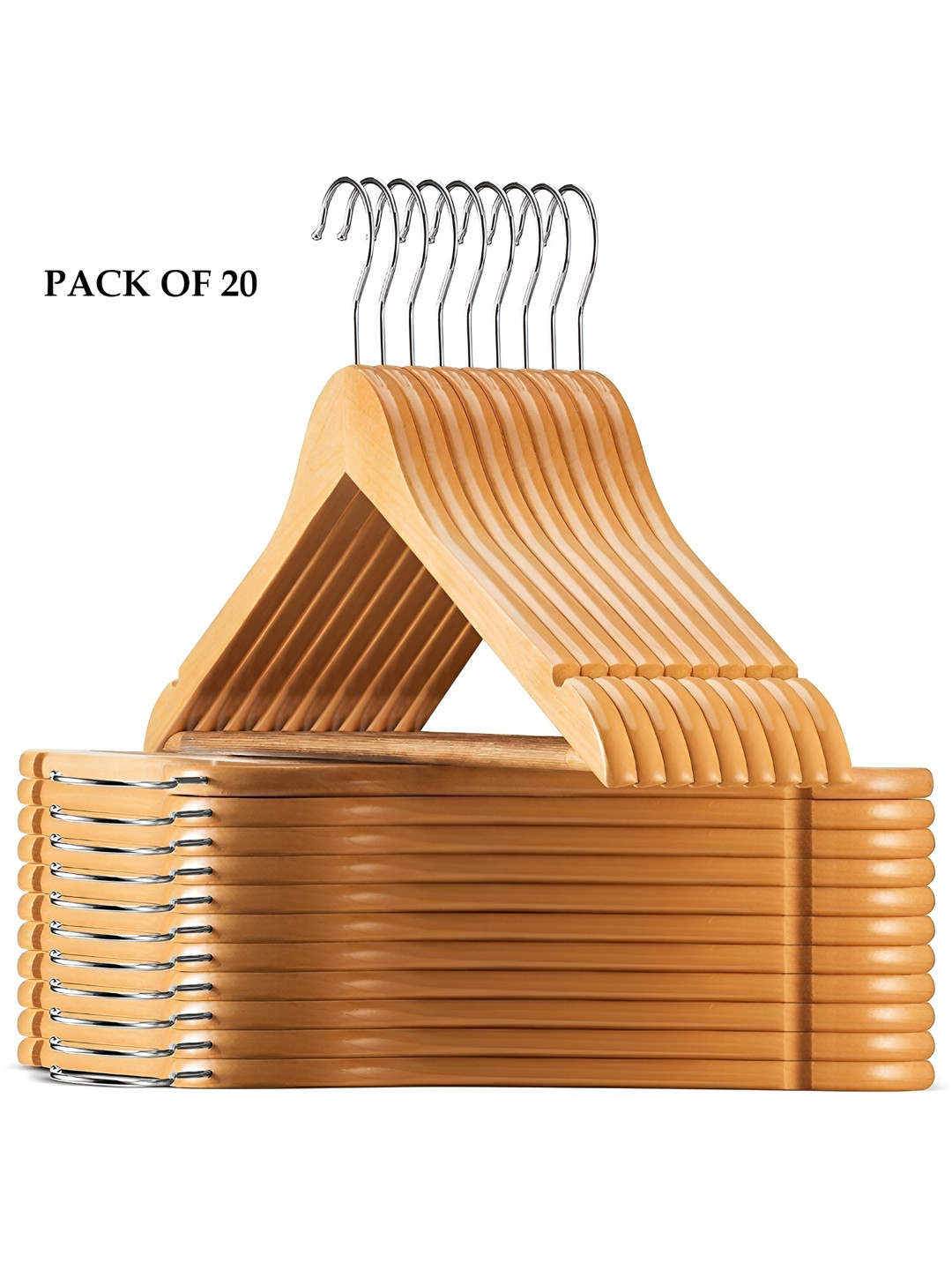 SINAL Beige 20 Pieces Wooden Clothes Hanger