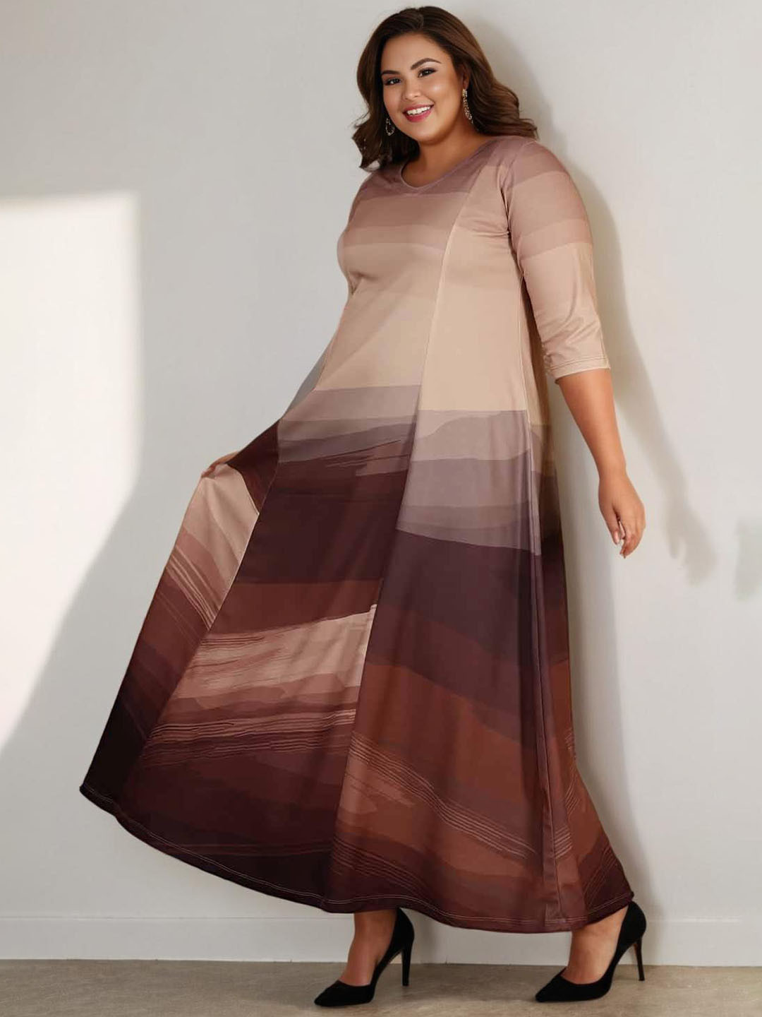 Amydus Plus Size Ombre A-ine Dress