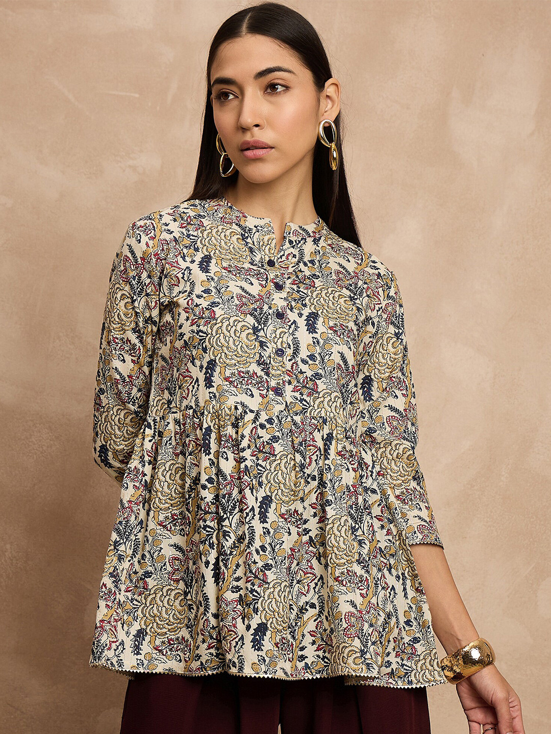 all about you Floral Printed Pleated Anarkali Short Kurti