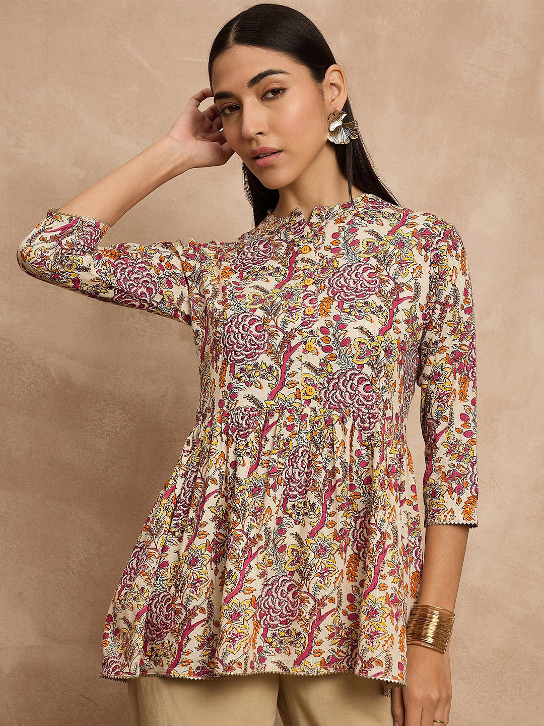 all about you Floral Printed Pleated Anarkali Short Kurti
