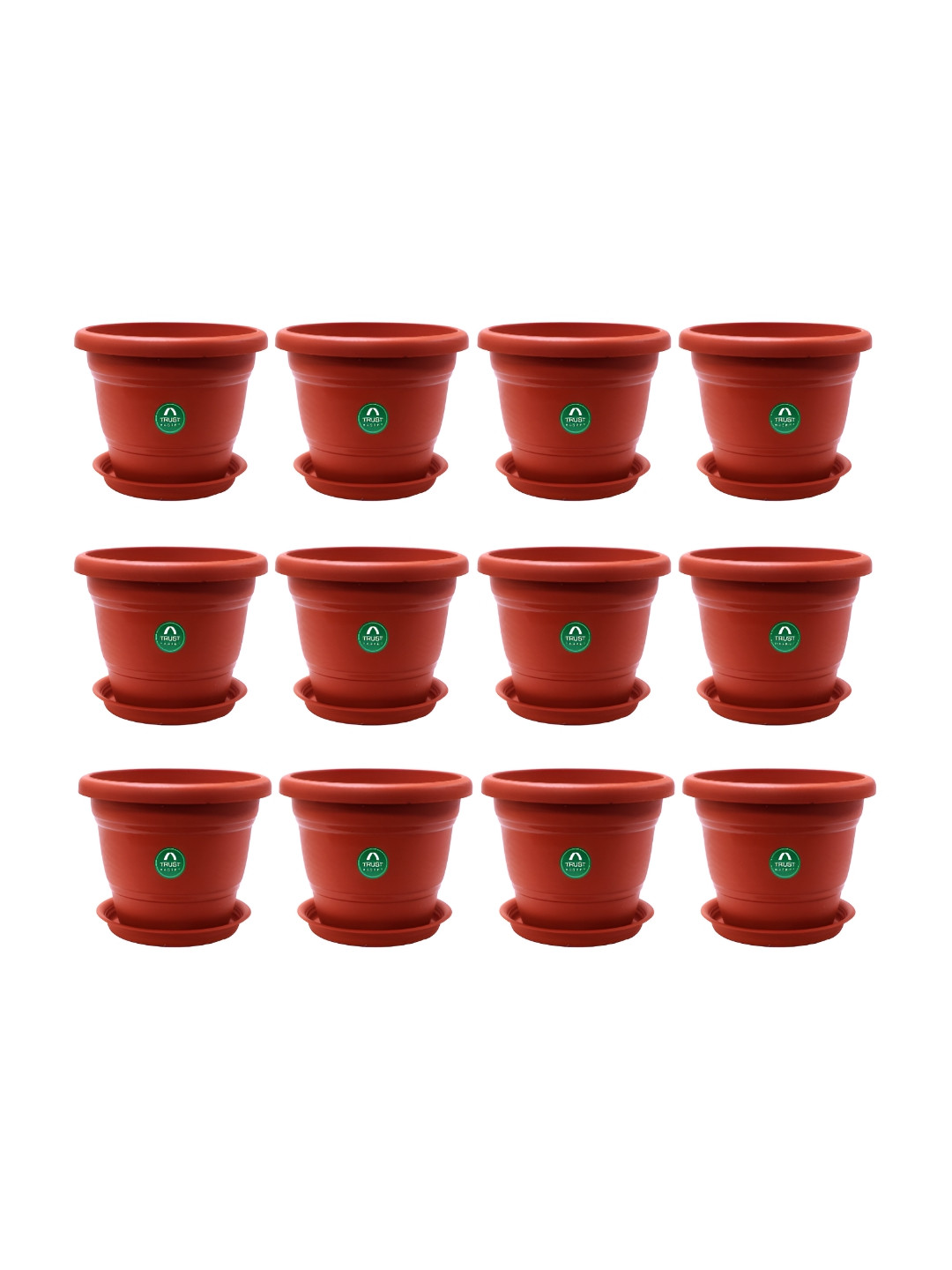 TRUSTBASKET Brown 12-Pcs Round Pot Planters With Saucers