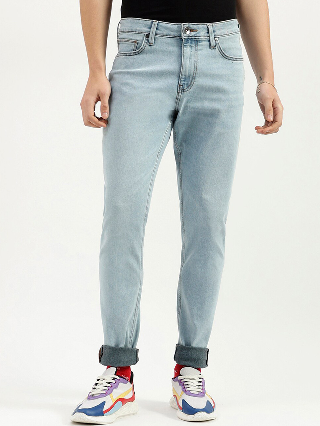United Colors of Benetton Men Mid-Rise Slim Fit Heavy Fade Jeans