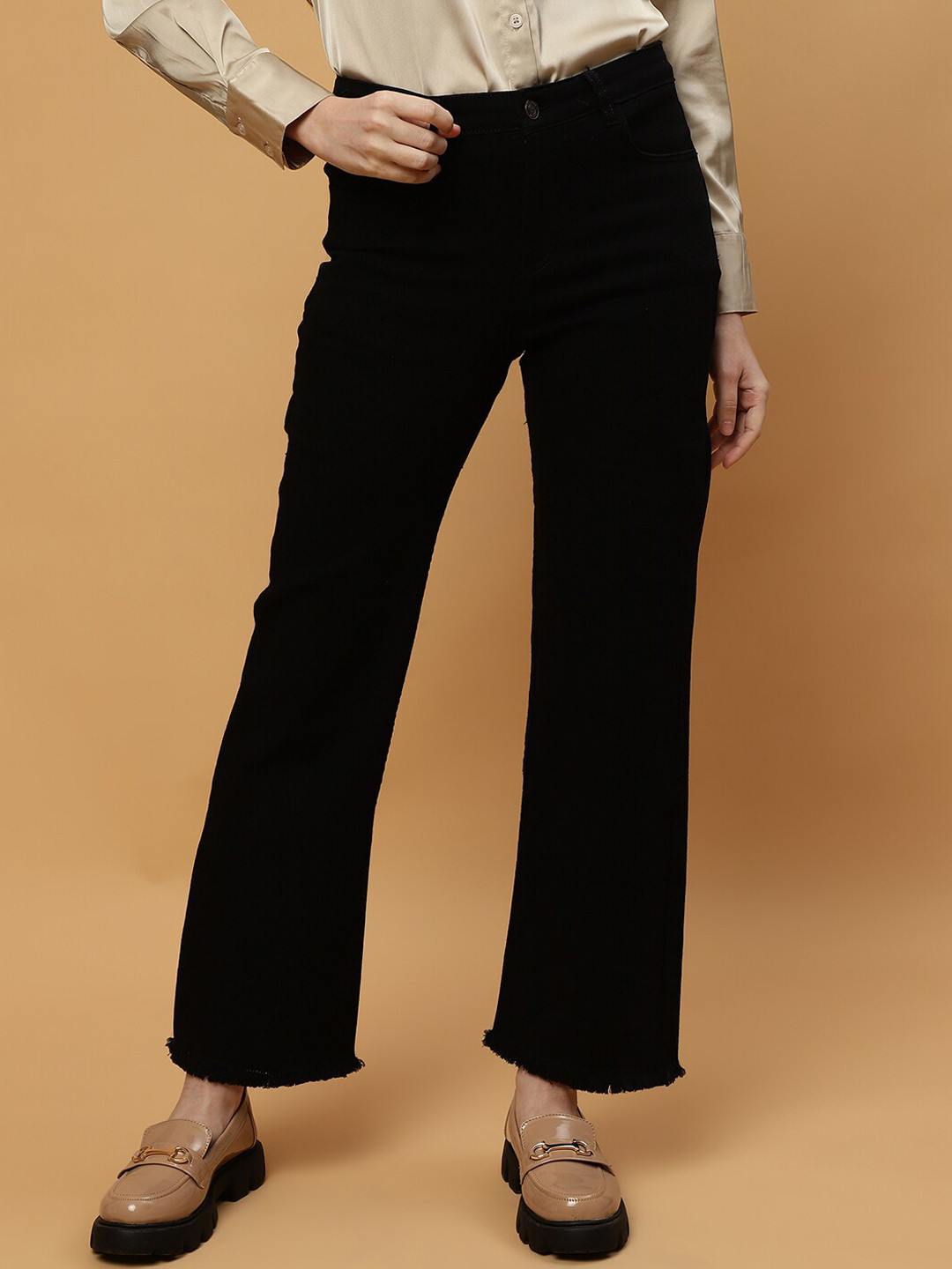 Beatnik Women Straight Fit High-Rise Clean Look Stretchable Jeans