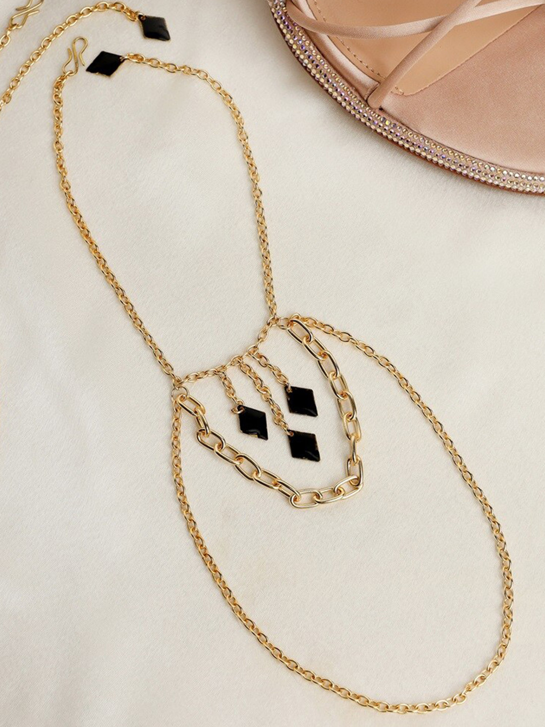 BeAbhika Set Of 2 Gold-Plated Heel Harness Anklets