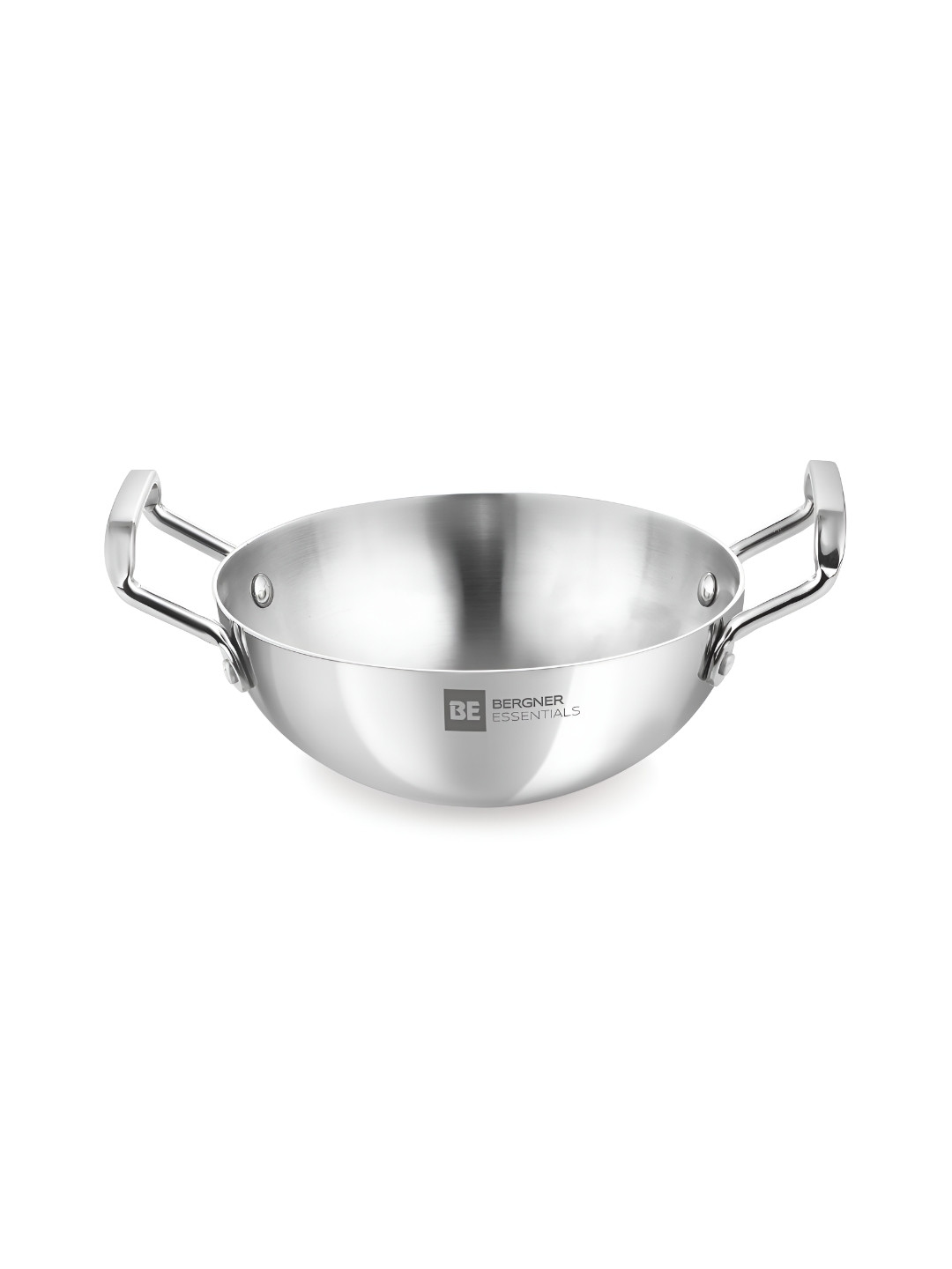 Bergner BE Essential TriPly Stainless Steel 28 cm Gas Stove Compatible Extra Deep Kadai