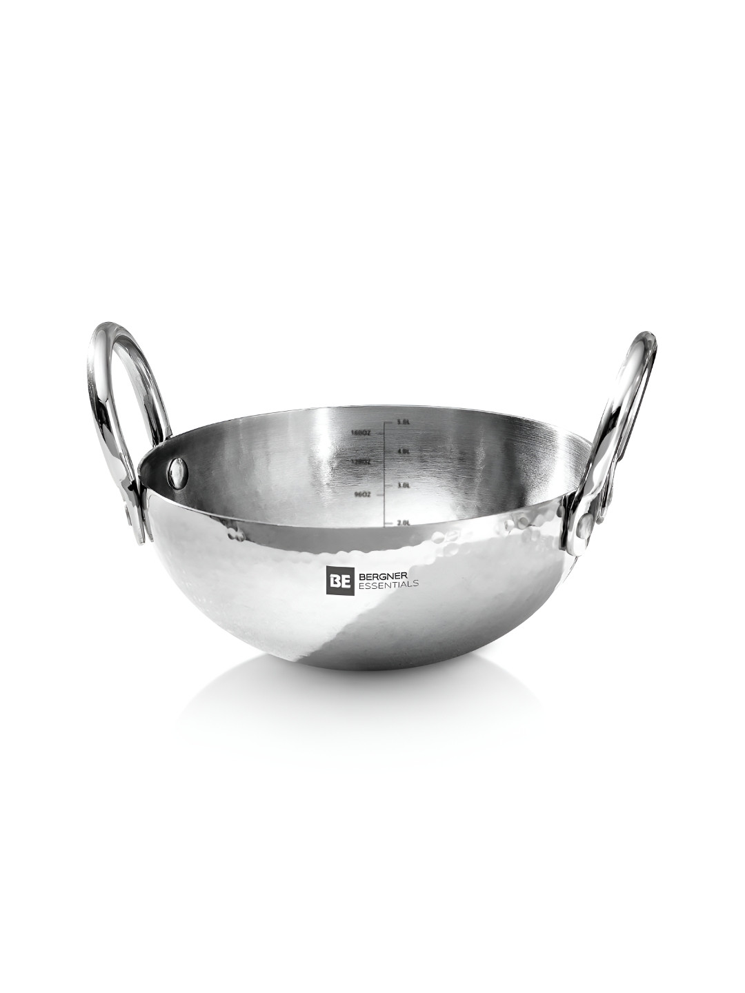 BERGNER BE Essential Hammered Stainless Steel Kadai without Lid 6.5L