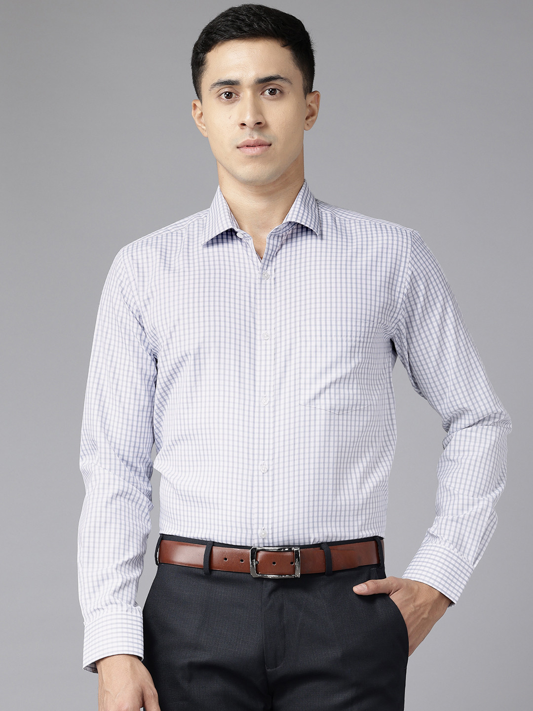 Park Avenue Slim Fit Gingham Checks Formal Shirt