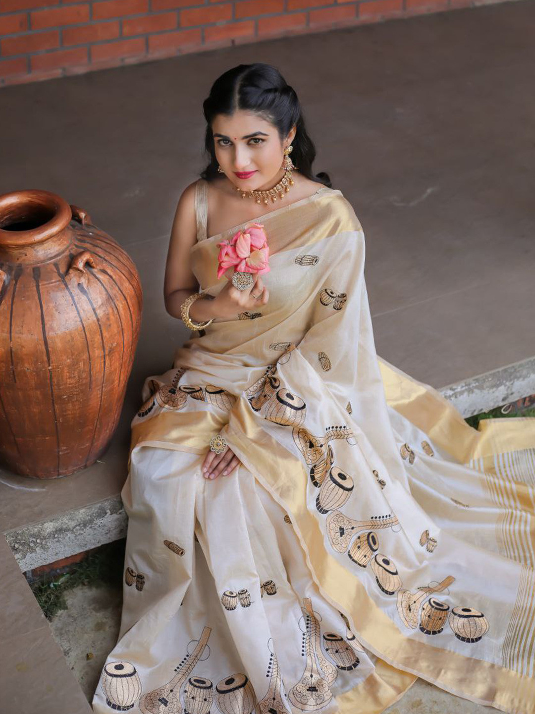 KALINI Embroidery Zari Jute Silk Tussar Saree