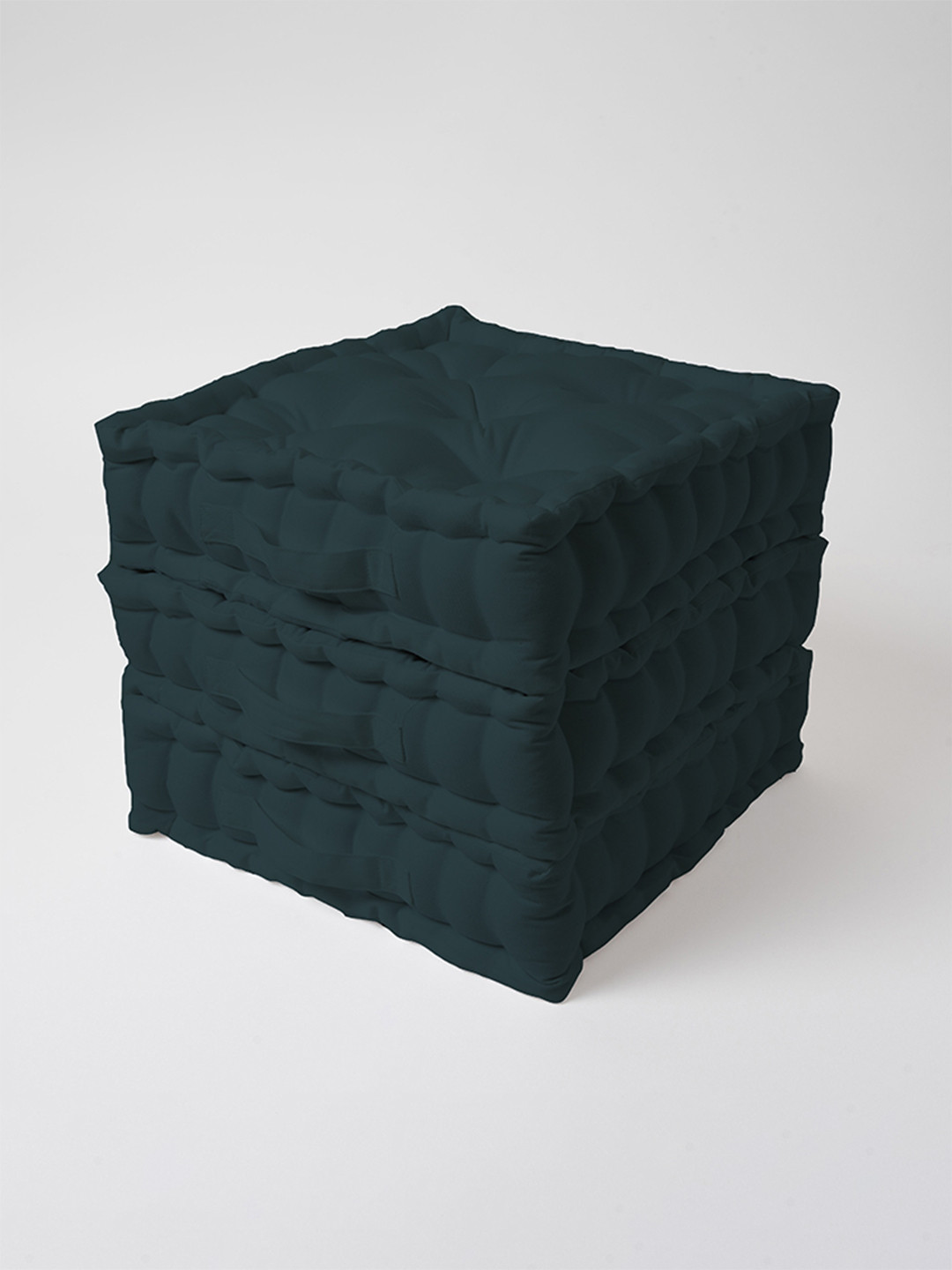 SKANDA FAB 3-pcs Green Pure Cotton Square-Shaped Floor Cushion