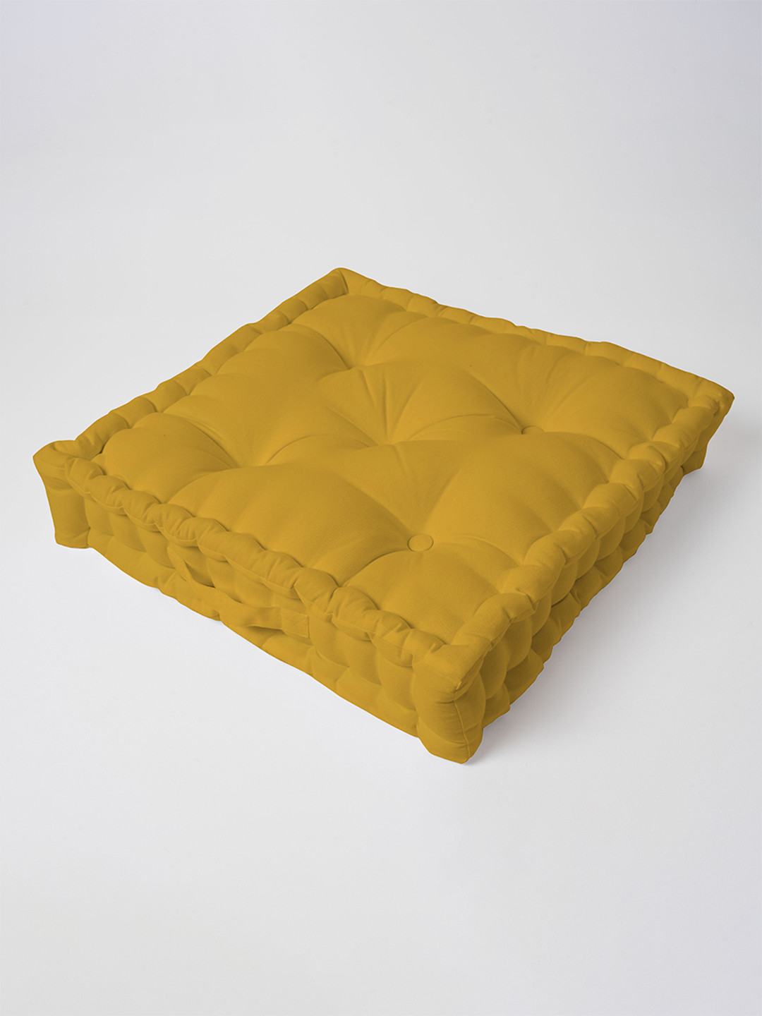 SKANDA FAB Mustard Yellow Pure Cotton Square-Shaped Floor Cushion