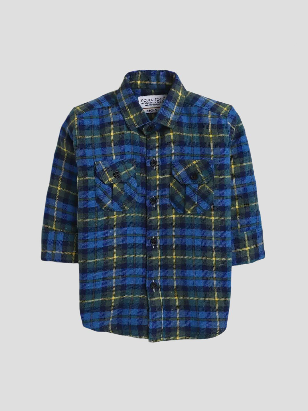 Polka Tots Boys Tartan Checked Full Sleeves Casual Shirt