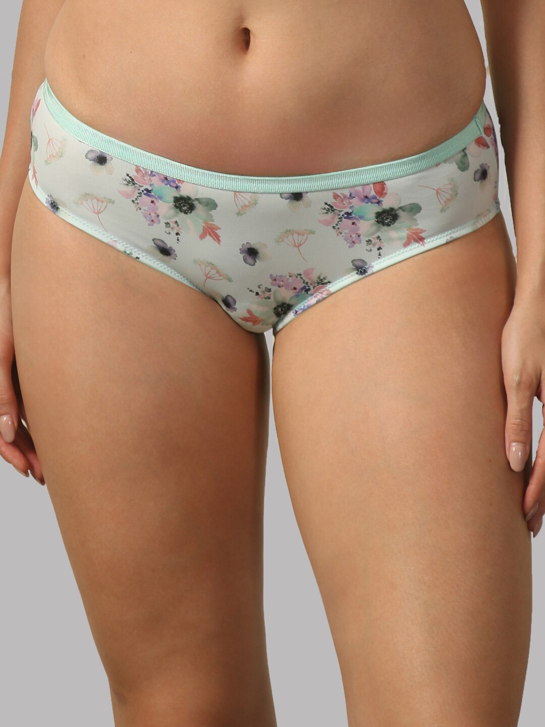 Soie Printed Mid Rise Full Coverage Snug-Fit Lacy Basic Briefs