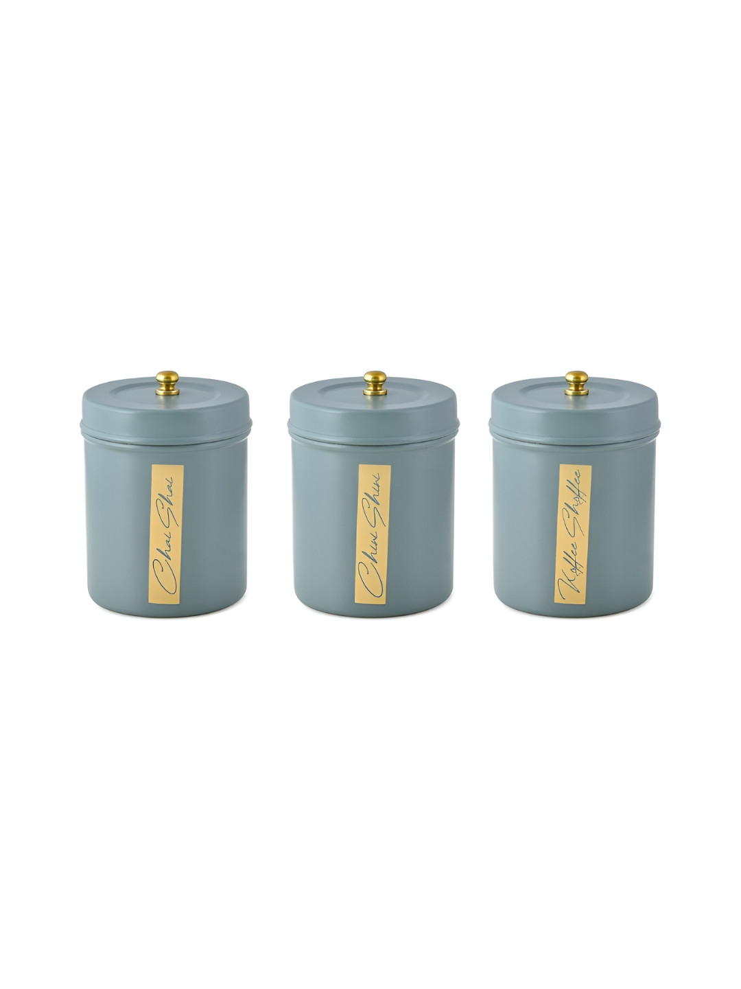 Living with Elan Green Stainless Steel Easy To Clean 3 Piece Flip Top Canister-650ml
