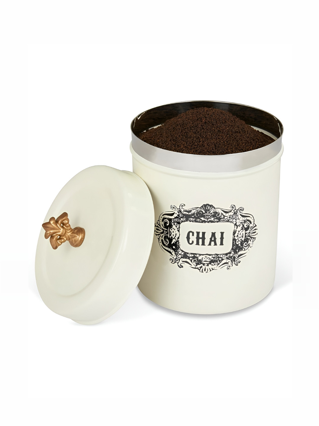 Living With Elan off White Typography Stainless Steel Chai Tea Canister 800 ml