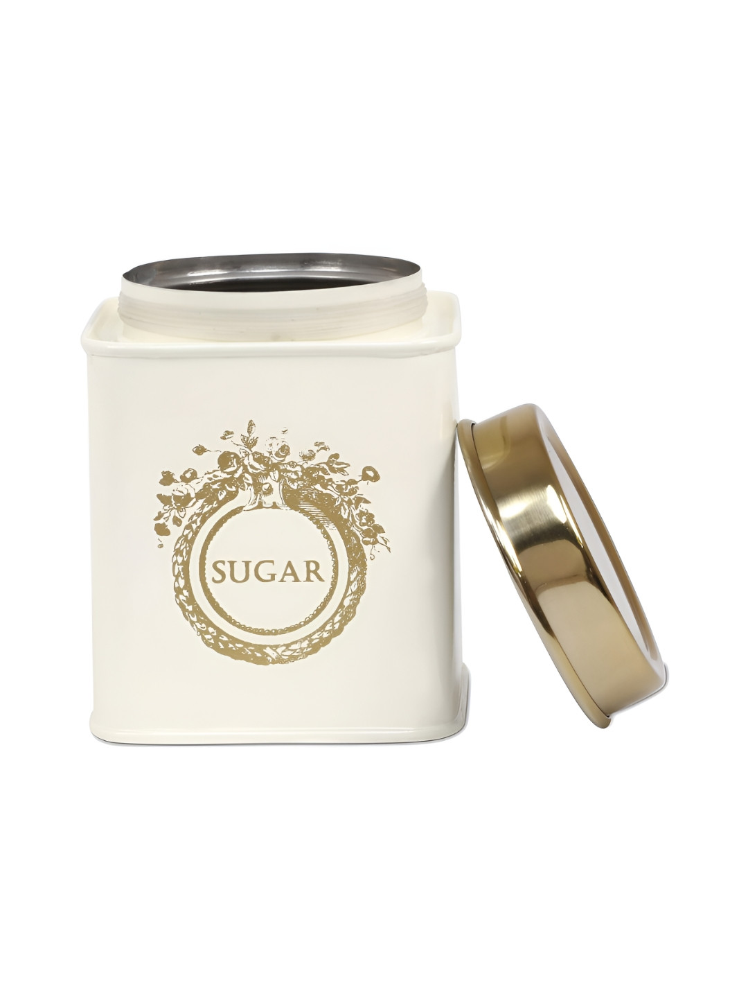 Living with Elan off White Stainless Steel Steel Sugar Canister With Air-Tight Lid 650 ml