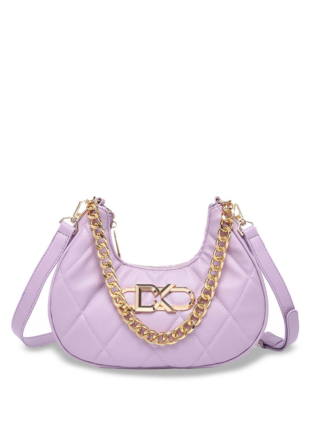 Diana Korr Textured Half Moon Hobo Bag with Quilted