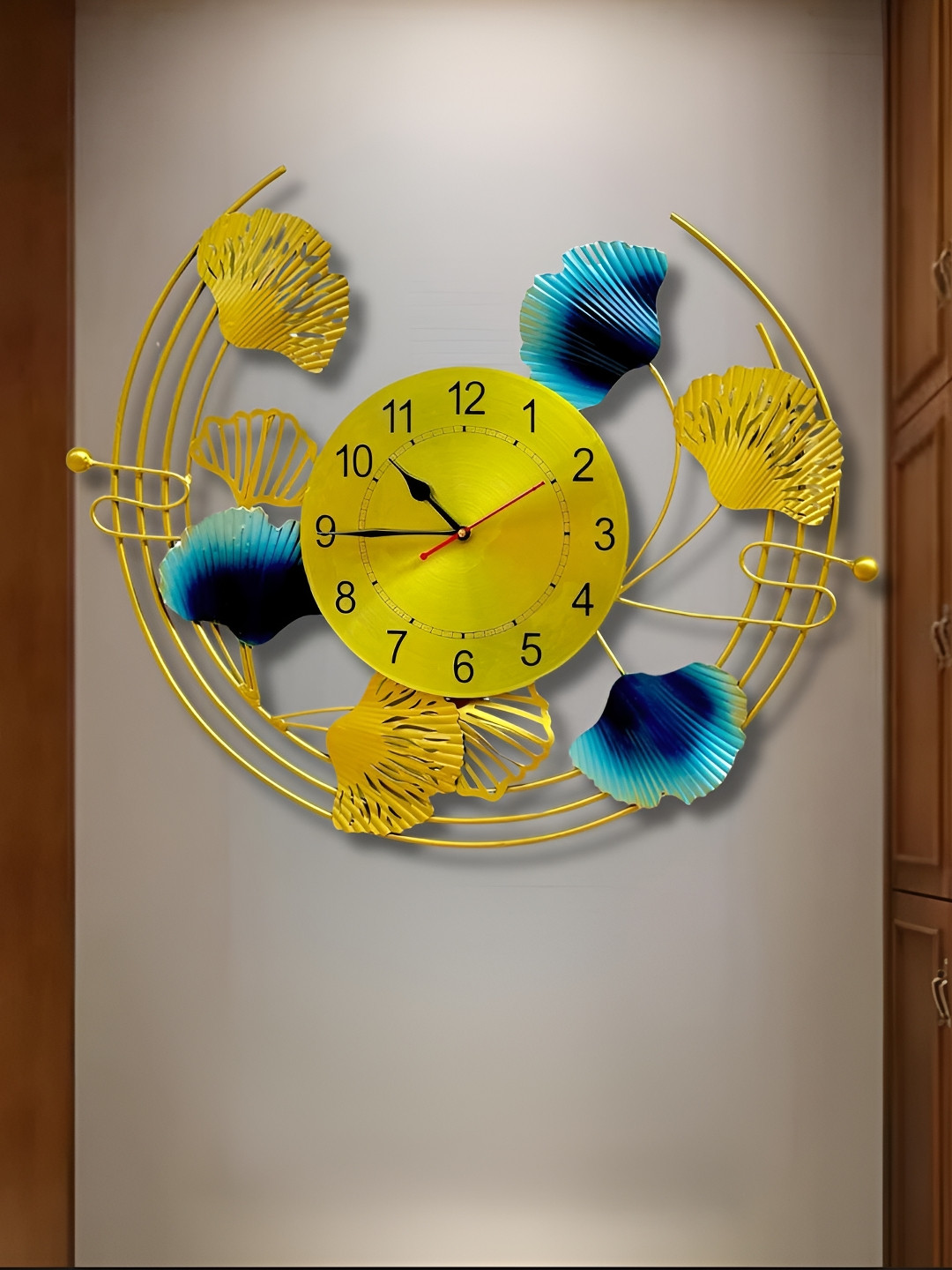 PRANJALS HOUSE Brown Textured Metal Clock Wall Decor