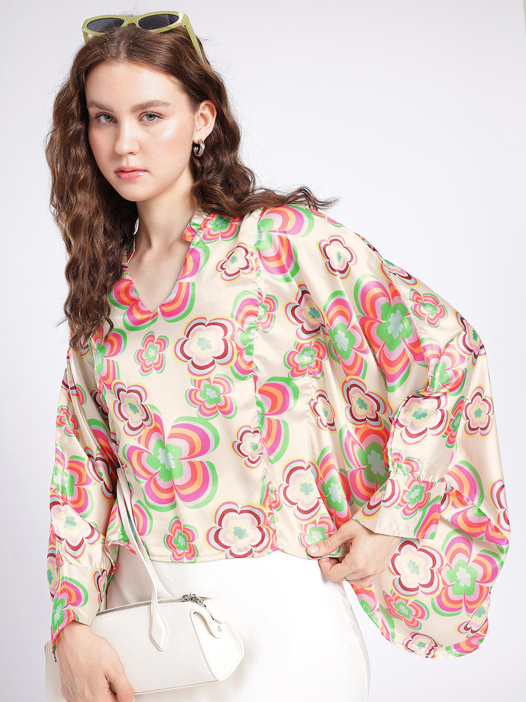 Stylecast X Hersheinbox Kimono Sleeve Floral Printed Top