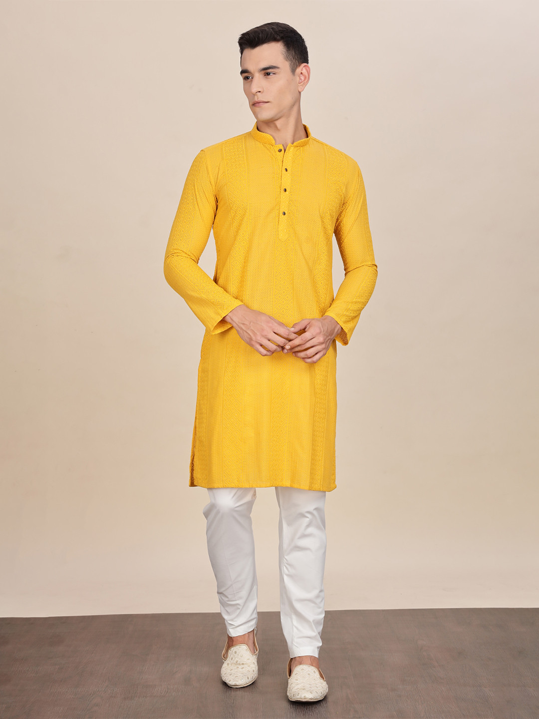 Anouk Men Pure Cotton Embroidered Long Kurta