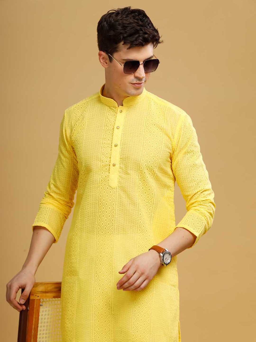Anouk Men Pure Cotton Embroidered Long Kurta