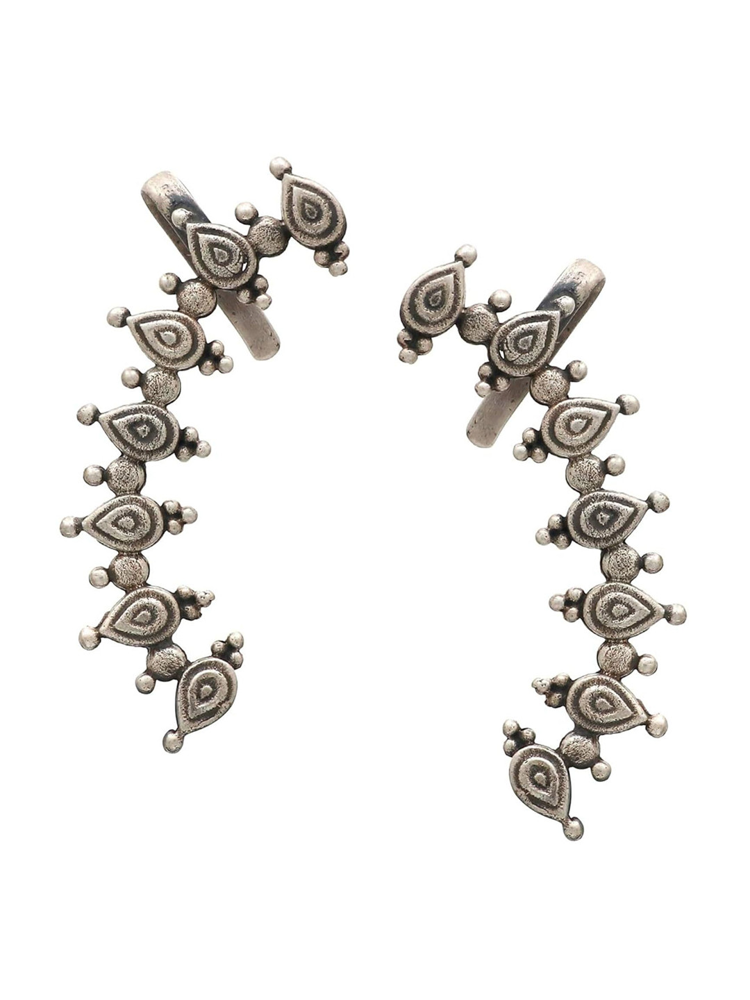 Dulcett Silver-Plated Crescent Shaped Ear Cuff Earrings