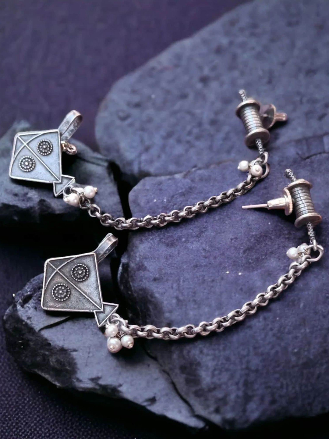 Dulcett Silver-Plated Quirky Drop Earrings