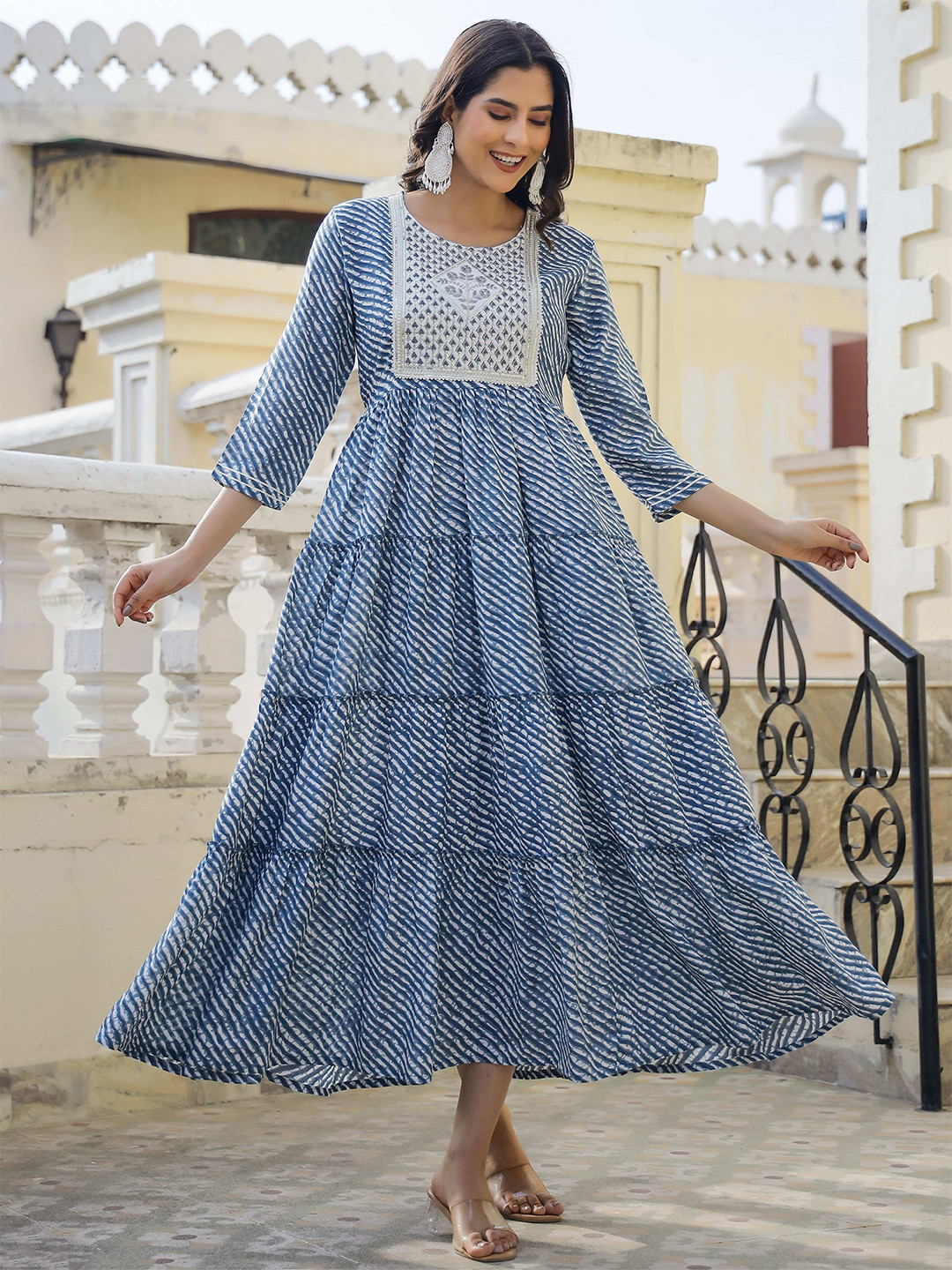 mokshi Leheriya Printed Sequin Worked Rayon Dress