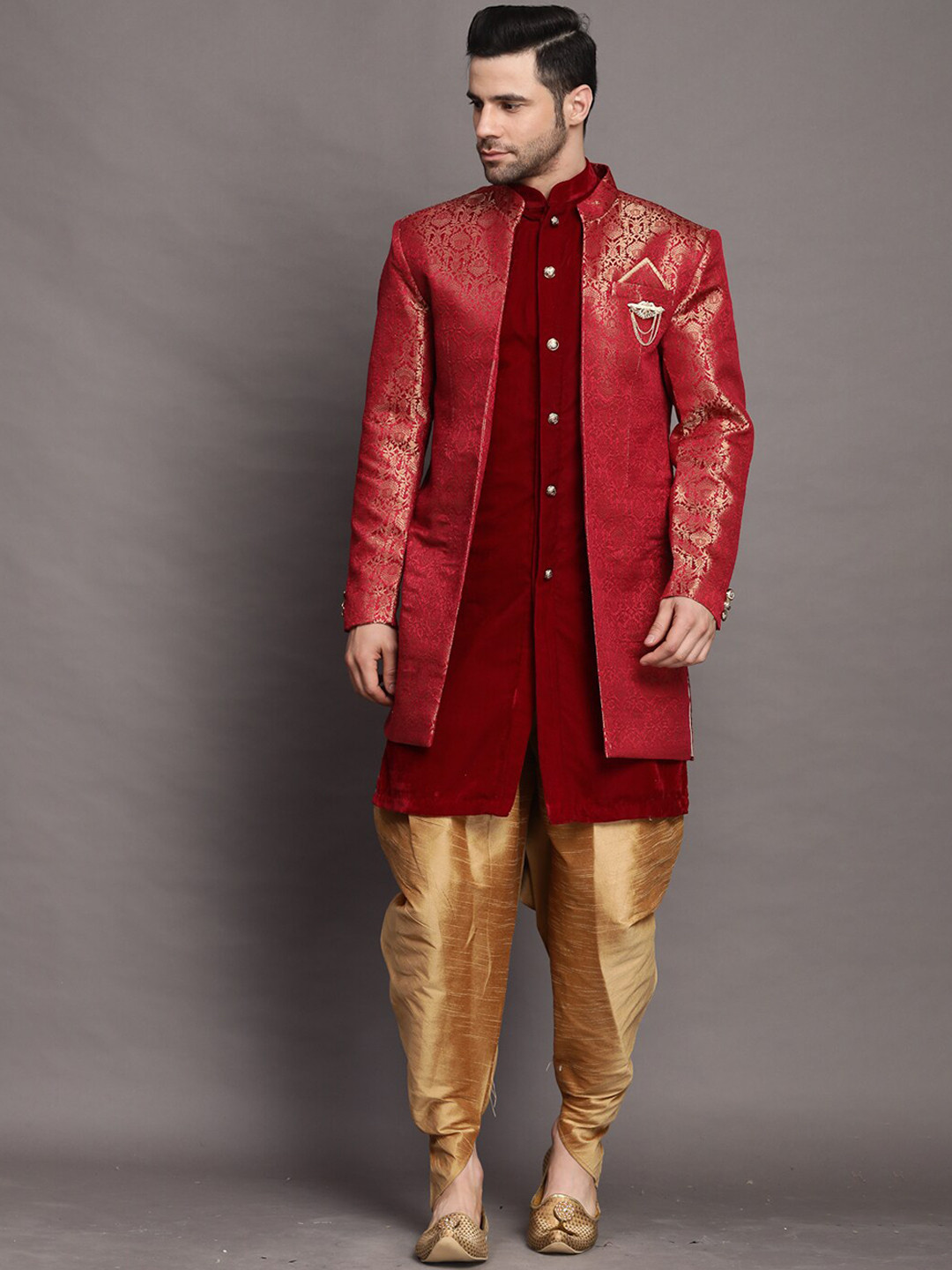 Utsav Fashion Printed Sherwani With Kurta & Dhoti Pant