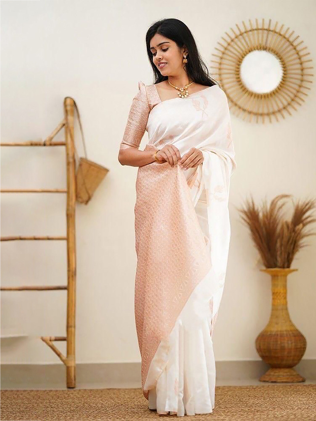 Anjaneya Sarees Ethnic Motifs Woven Design Zari Banarasi Saree
